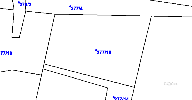 Parcela st. 277/18 v KÚ Vraclávek, Katastrální mapa
