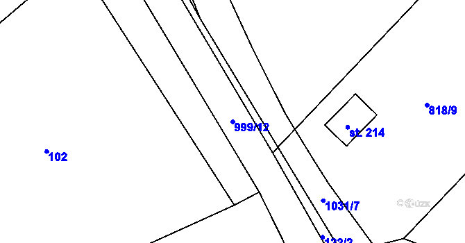 Parcela st. 999/12 v KÚ Vraclávek, Katastrální mapa