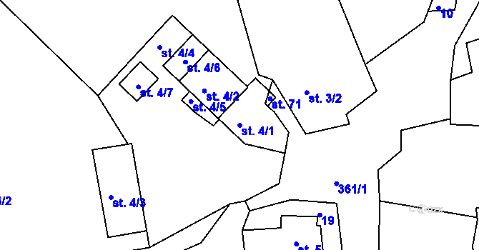 Parcela st. 4/1 v KÚ Hošťalovice, Katastrální mapa