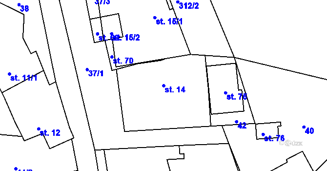 Parcela st. 14 v KÚ Hošťalovice, Katastrální mapa