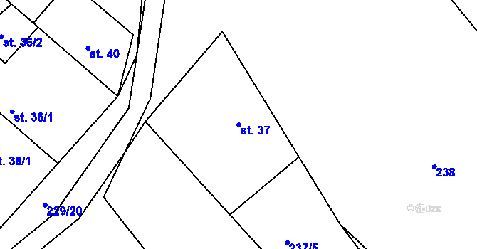 Parcela st. 37 v KÚ Hošťalovice, Katastrální mapa