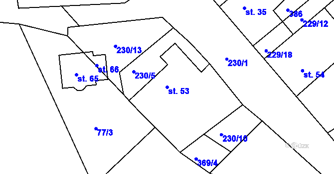 Parcela st. 53 v KÚ Hošťalovice, Katastrální mapa