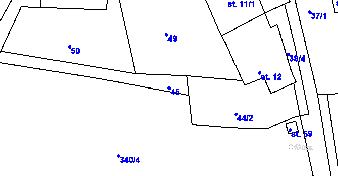 Parcela st. 45 v KÚ Hošťalovice, Katastrální mapa