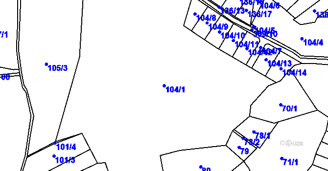 Parcela st. 104/1 v KÚ Hošťalovice, Katastrální mapa