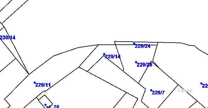 Parcela st. 229/14 v KÚ Hošťalovice, Katastrální mapa