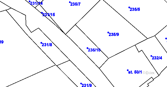 Parcela st. 231/11 v KÚ Hošťalovice, Katastrální mapa