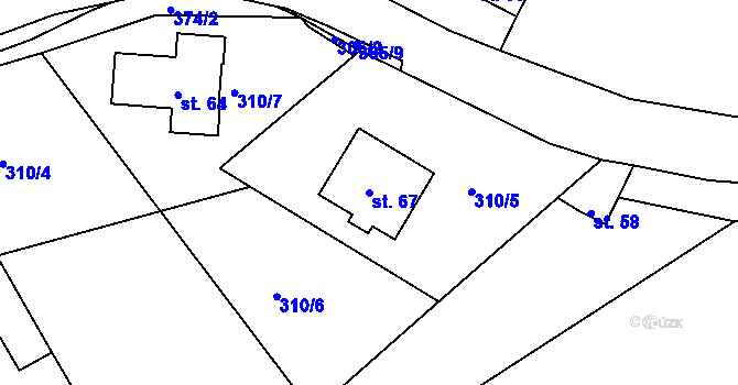 Parcela st. 67 v KÚ Hošťalovice, Katastrální mapa