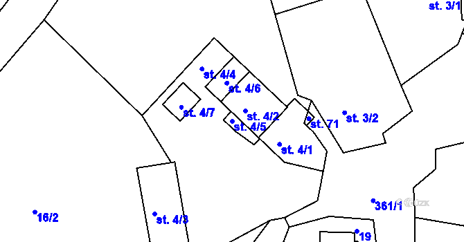 Parcela st. 4/5 v KÚ Hošťalovice, Katastrální mapa