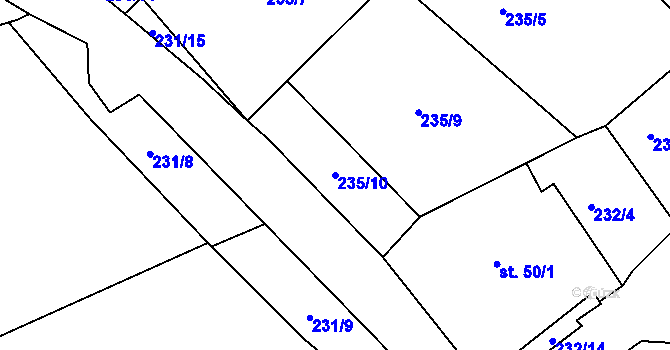 Parcela st. 235/10 v KÚ Hošťalovice, Katastrální mapa