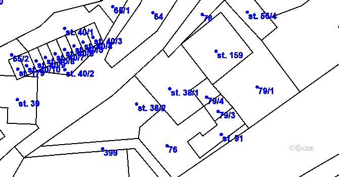 Parcela st. 38/1 v KÚ Hoštejn, Katastrální mapa