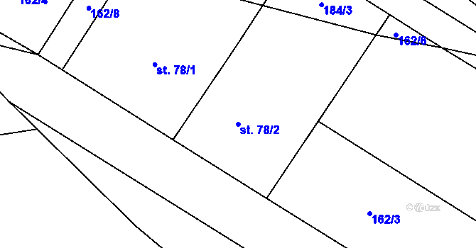 Parcela st. 78/2 v KÚ Hoštejn, Katastrální mapa