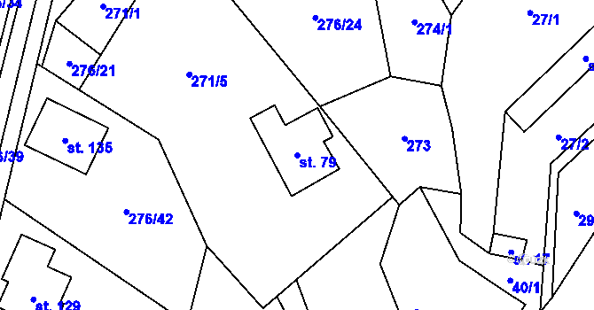 Parcela st. 79 v KÚ Hoštejn, Katastrální mapa