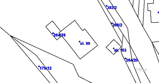 Parcela st. 99 v KÚ Hoštejn, Katastrální mapa