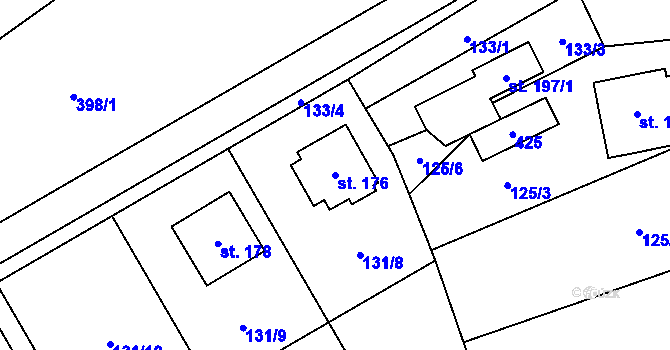 Parcela st. 176 v KÚ Hoštejn, Katastrální mapa