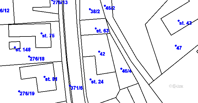 Parcela st. 42 v KÚ Hoštejn, Katastrální mapa