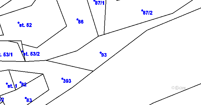 Parcela st. 93 v KÚ Hoštejn, Katastrální mapa