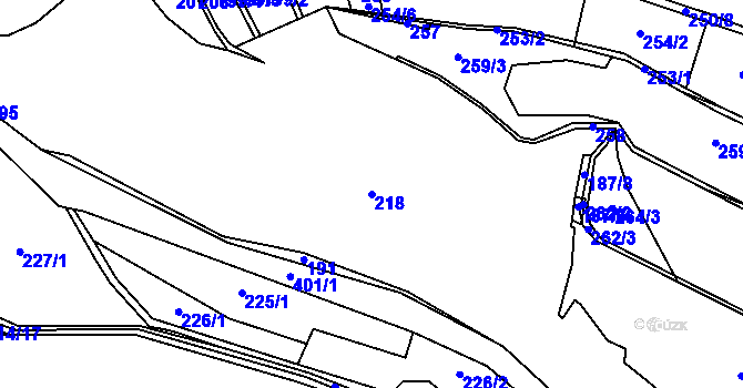 Parcela st. 218 v KÚ Hoštejn, Katastrální mapa
