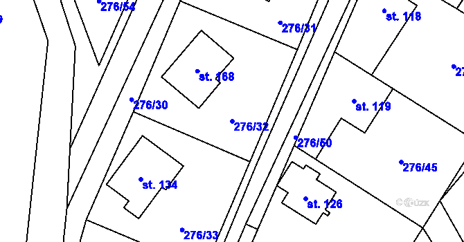 Parcela st. 276/32 v KÚ Hoštejn, Katastrální mapa