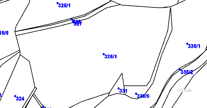 Parcela st. 328/1 v KÚ Hoštejn, Katastrální mapa