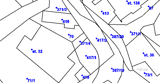 Parcela st. 371/4 v KÚ Hoštejn, Katastrální mapa