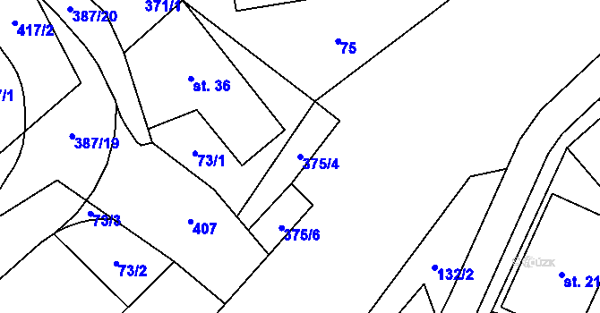 Parcela st. 375/4 v KÚ Hoštejn, Katastrální mapa