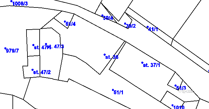 Parcela st. 36 v KÚ Hoštice u Volyně, Katastrální mapa