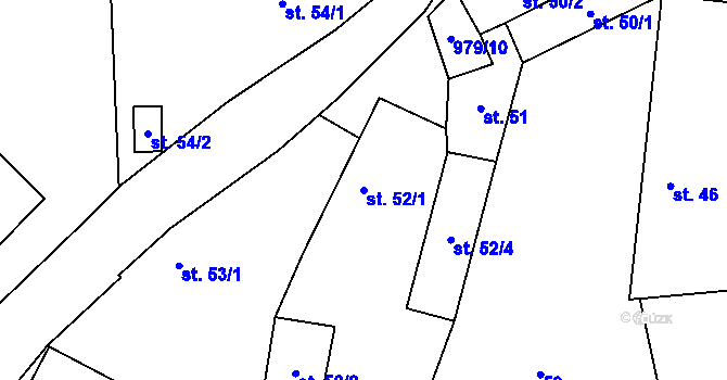 Parcela st. 52/1 v KÚ Hoštice u Volyně, Katastrální mapa