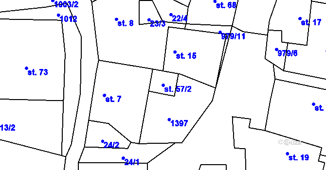 Parcela st. 57/2 v KÚ Hoštice u Volyně, Katastrální mapa