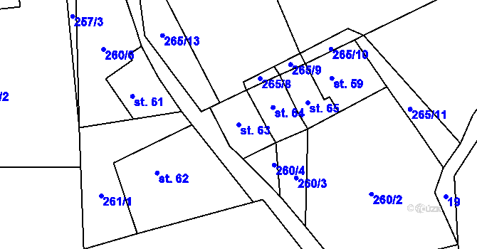 Parcela st. 63 v KÚ Hoštice u Volyně, Katastrální mapa