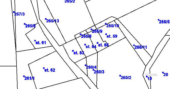Parcela st. 64 v KÚ Hoštice u Volyně, Katastrální mapa