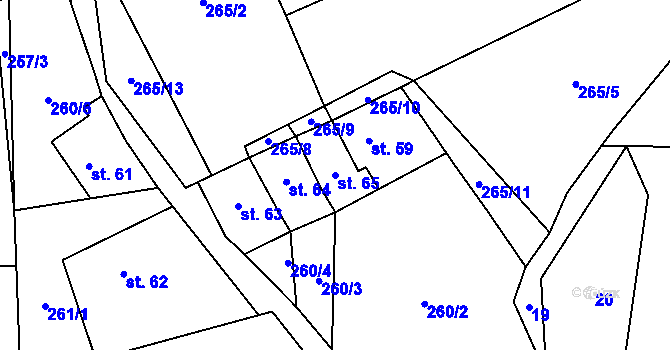 Parcela st. 65 v KÚ Hoštice u Volyně, Katastrální mapa