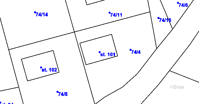 Parcela st. 101 v KÚ Hoštice u Volyně, Katastrální mapa