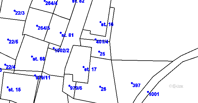 Parcela st. 25 v KÚ Hoštice u Volyně, Katastrální mapa