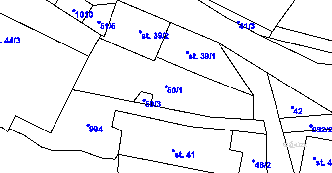 Parcela st. 50/1 v KÚ Hoštice u Volyně, Katastrální mapa