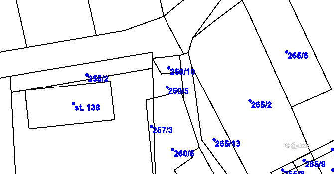 Parcela st. 260/5 v KÚ Hoštice u Volyně, Katastrální mapa