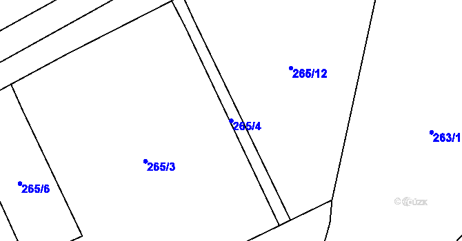 Parcela st. 265/4 v KÚ Hoštice u Volyně, Katastrální mapa