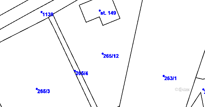 Parcela st. 265/12 v KÚ Hoštice u Volyně, Katastrální mapa