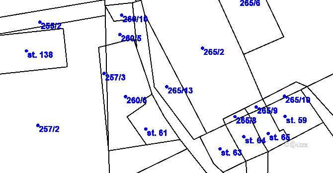 Parcela st. 265/13 v KÚ Hoštice u Volyně, Katastrální mapa