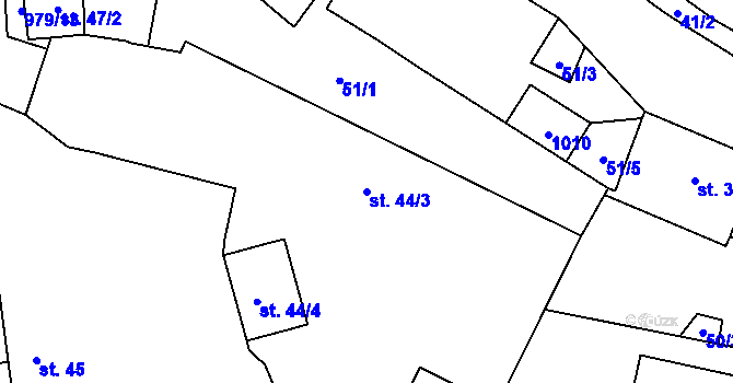 Parcela st. 44/3 v KÚ Hoštice u Volyně, Katastrální mapa
