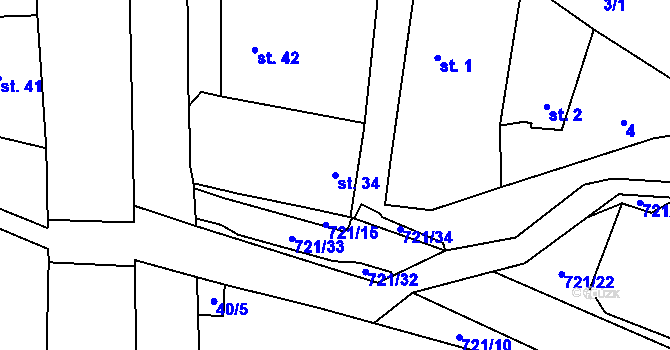 Parcela st. 34 v KÚ Přechovice, Katastrální mapa