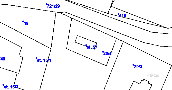 Parcela st. 57 v KÚ Přechovice, Katastrální mapa