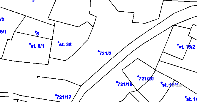 Parcela st. 721/2 v KÚ Přechovice, Katastrální mapa