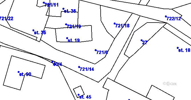 Parcela st. 721/6 v KÚ Přechovice, Katastrální mapa