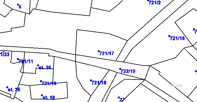 Parcela st. 721/17 v KÚ Přechovice, Katastrální mapa