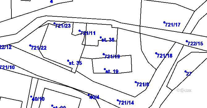 Parcela st. 721/19 v KÚ Přechovice, Katastrální mapa