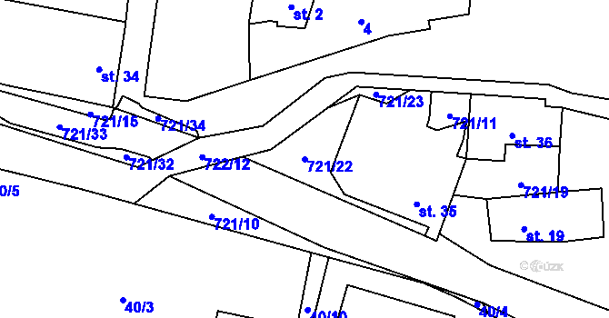 Parcela st. 721/22 v KÚ Přechovice, Katastrální mapa
