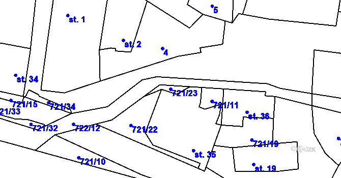 Parcela st. 721/23 v KÚ Přechovice, Katastrální mapa