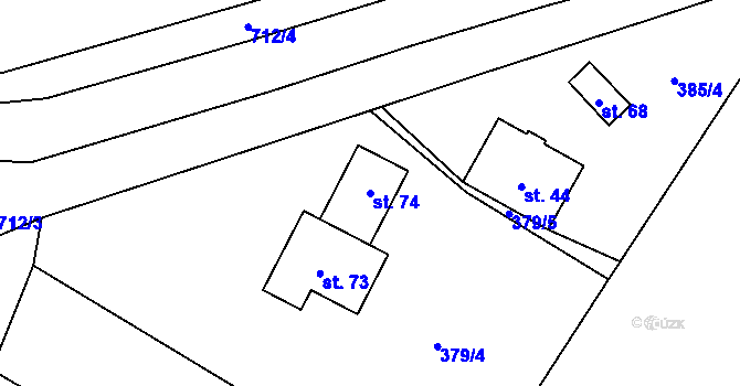 Parcela st. 74 v KÚ Přechovice, Katastrální mapa