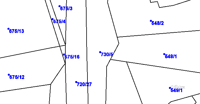 Parcela st. 730/5 v KÚ Přechovice, Katastrální mapa