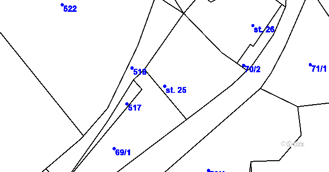 Parcela st. 25 v KÚ Hoštice u Nemyšle, Katastrální mapa